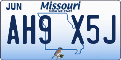 MO license plate AH9X5J