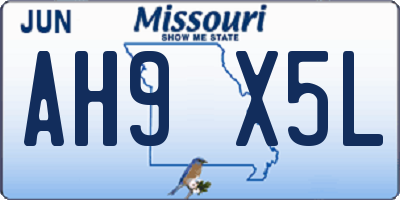 MO license plate AH9X5L