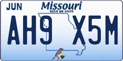 MO license plate AH9X5M