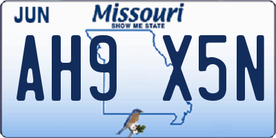 MO license plate AH9X5N