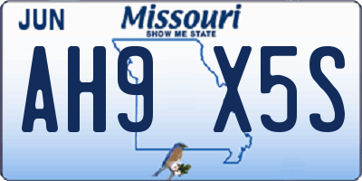 MO license plate AH9X5S