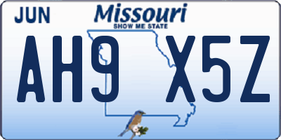 MO license plate AH9X5Z