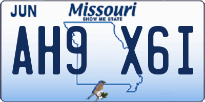 MO license plate AH9X6I