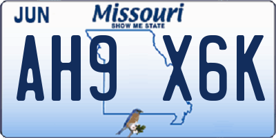 MO license plate AH9X6K
