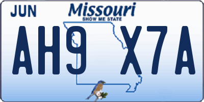 MO license plate AH9X7A