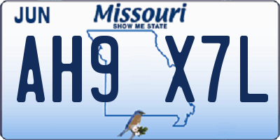 MO license plate AH9X7L