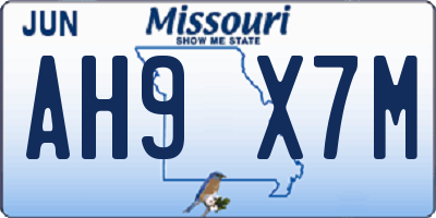 MO license plate AH9X7M