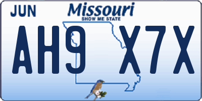 MO license plate AH9X7X