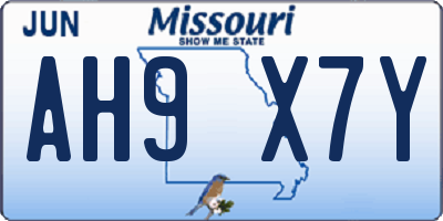 MO license plate AH9X7Y