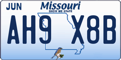 MO license plate AH9X8B
