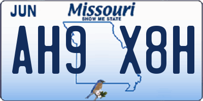 MO license plate AH9X8H