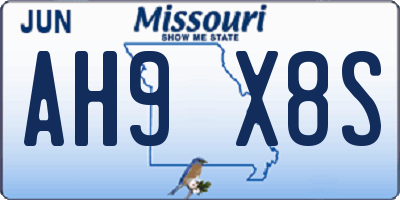 MO license plate AH9X8S