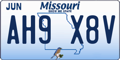 MO license plate AH9X8V
