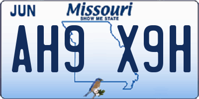 MO license plate AH9X9H