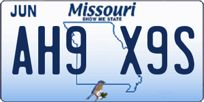 MO license plate AH9X9S