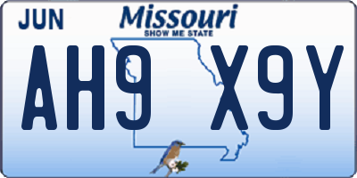 MO license plate AH9X9Y