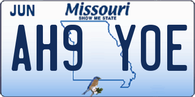 MO license plate AH9Y0E