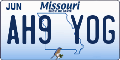 MO license plate AH9Y0G