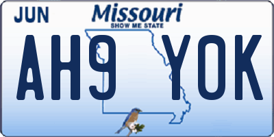 MO license plate AH9Y0K