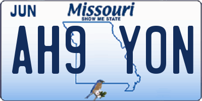 MO license plate AH9Y0N