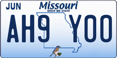 MO license plate AH9Y0O