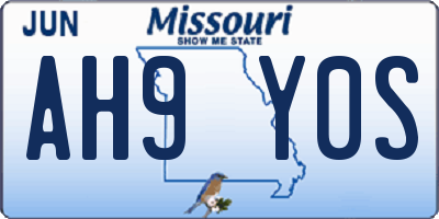 MO license plate AH9Y0S