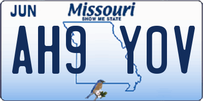 MO license plate AH9Y0V