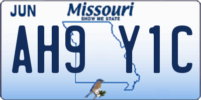 MO license plate AH9Y1C