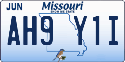 MO license plate AH9Y1I