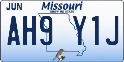 MO license plate AH9Y1J