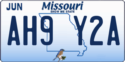 MO license plate AH9Y2A