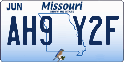 MO license plate AH9Y2F