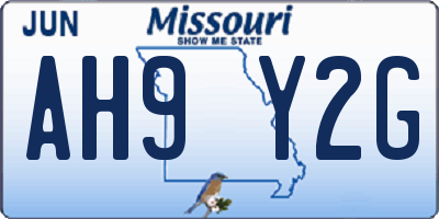 MO license plate AH9Y2G