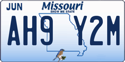 MO license plate AH9Y2M