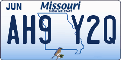 MO license plate AH9Y2Q