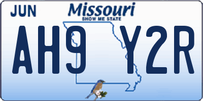 MO license plate AH9Y2R