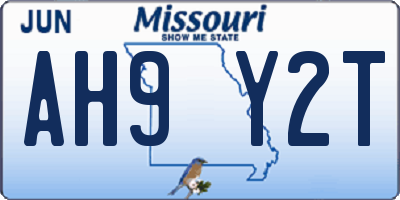 MO license plate AH9Y2T