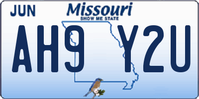 MO license plate AH9Y2U