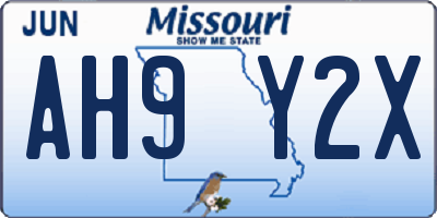MO license plate AH9Y2X