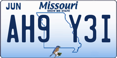 MO license plate AH9Y3I