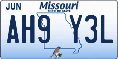 MO license plate AH9Y3L
