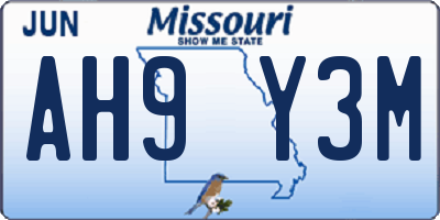 MO license plate AH9Y3M