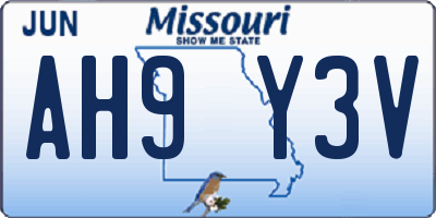 MO license plate AH9Y3V