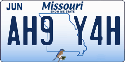 MO license plate AH9Y4H