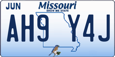 MO license plate AH9Y4J