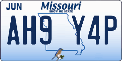 MO license plate AH9Y4P