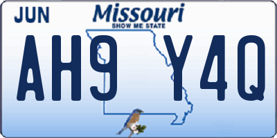 MO license plate AH9Y4Q