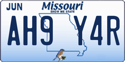 MO license plate AH9Y4R