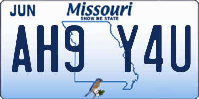 MO license plate AH9Y4U