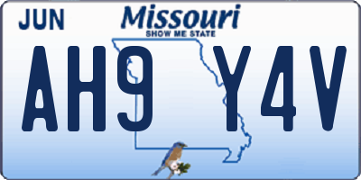 MO license plate AH9Y4V